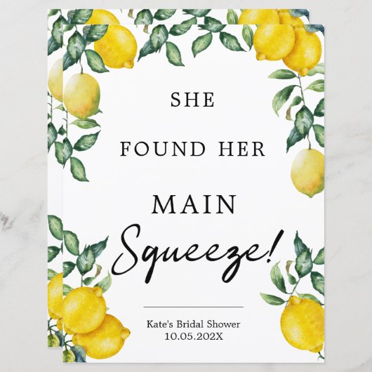 彼女は彼女の主な絞りレモンのブライダルシャワーを見つけた (正面/裏面)