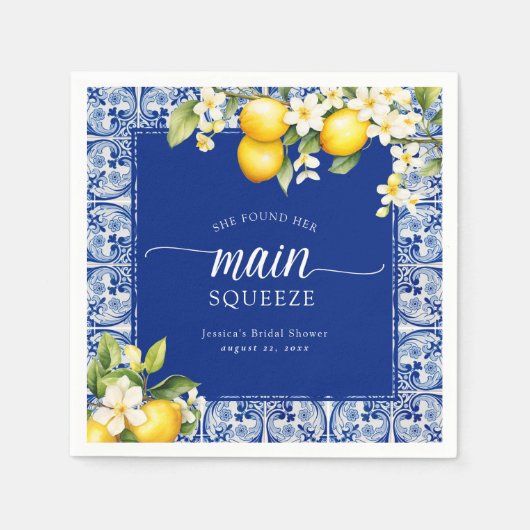 彼女は彼女の主な絞りレモンのブライダルシャワーを見つけた スタンダードカクテルナプキン (正面)