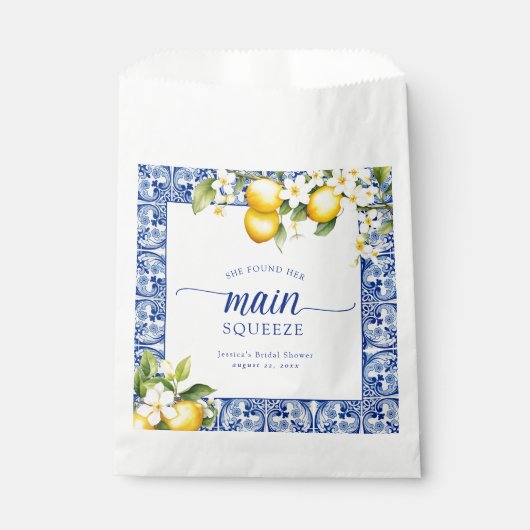 彼女は彼女の主な絞りレモンのブライダルシャワーを見つけた フェイバーバッグ (正面)