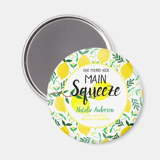 彼女は彼女の主な絞りレモンのブライダルシャワーを見つけた マグネット (正面/裏面)