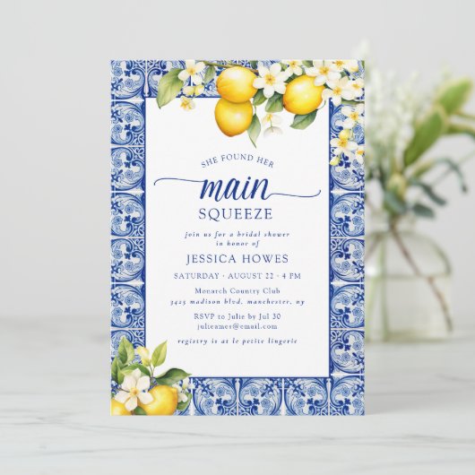 彼女は彼女の主な絞りレモンのブライダルシャワーを見つけた 招待状 (スタンド正面)
