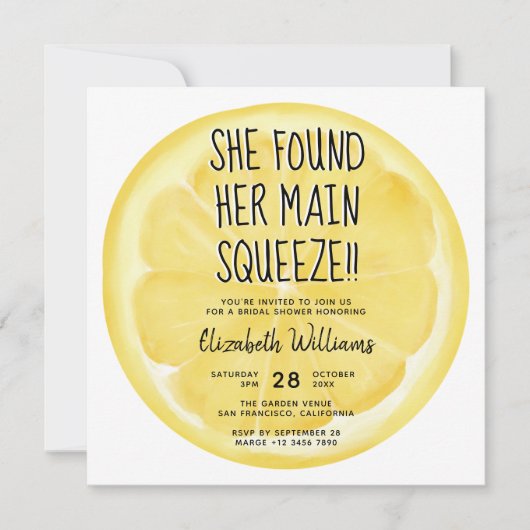 彼女は彼女の主な絞り夏のブライダルシャワーを見つけた 招待状 (正面)