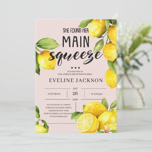 彼女は彼女の主な絞り柑橘類レモンの夏を見つけた 招待状 (スタンド正面)