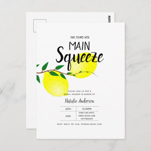 彼女は彼女の主な絞り黄色いレモン結婚の ポストカード (正面/裏面)