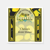 彼女は彼女の主な絞り黒と黄色を見つけたエレガント スタンダードカクテルナプキン (正面)