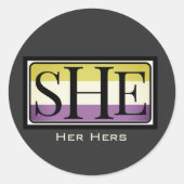 彼女は彼女の代名詞の非二項性 ラウンドシール (正面)