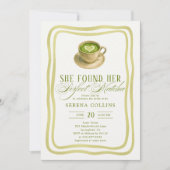 彼女は彼女の完璧な抹茶のブライダルシャワーを発見 招待状 (正面)