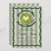 彼女は彼女の完璧な抹茶のブライダルシャワーを発見 招待状 (正面/裏面)