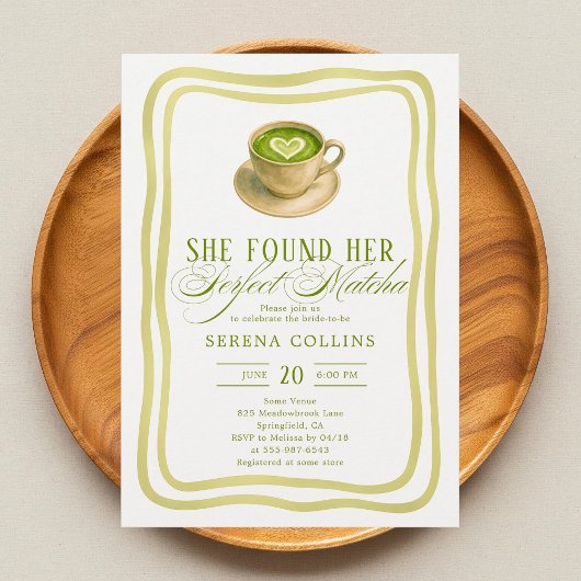 彼女は彼女の完璧な抹茶のブライダルシャワーを発見 招待状