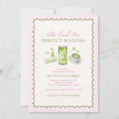 彼女は彼女の完璧な抹茶テーマブライダルシャワーを見つけた 招待状 (正面)