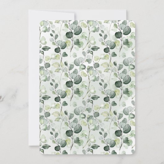 彼女は彼女の抹茶ブライダルシャワーユーカリを見つけた 招待状 (裏面)