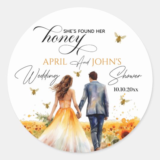 彼女は彼女の蜂蜜のウェディングシャワーを見つけた ラウンドシール (正面)
