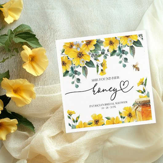 彼女は彼女の蜂蜜のブライダルシャワーを見つけた スタンダードカクテルナプキン