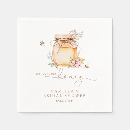 彼女は彼女の蜂蜜のブライダルシャワーを見つけた スタンダードカクテルナプキン (正面)