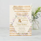 彼女は彼女の蜂蜜の金ゴールドストライプブライダルシャワー 招待状 (スタンド正面)