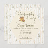 彼女は彼女の蜂蜜の金ゴールドストライプブライダルシャワー 招待状 (正面/裏面)