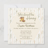 彼女は彼女の蜂蜜の金ゴールドストライプブライダルシャワー 招待状 (正面)