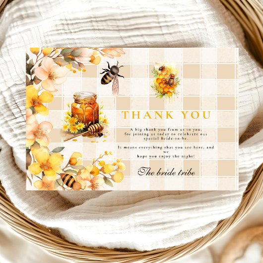 彼女は彼女の蜂蜜を見つけた格子状のフローラブライダル サンキューカード