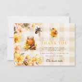 彼女は彼女の蜂蜜を見つけた格子状のフローラブライダル サンキューカード (正面)