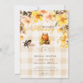 彼女は彼女の蜂蜜を見つけた格子状のフローラブライダル 招待状 (正面)