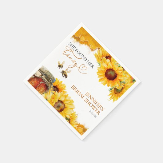 彼女は彼女の蜂蜜を見つけた | ひまわりブライダルシャワー スタンダードカクテルナプキン (角)