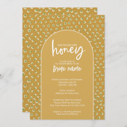 彼女は彼女の蜂蜜を見つけた – ブライダルシャワー 招待状 (正面/裏面)