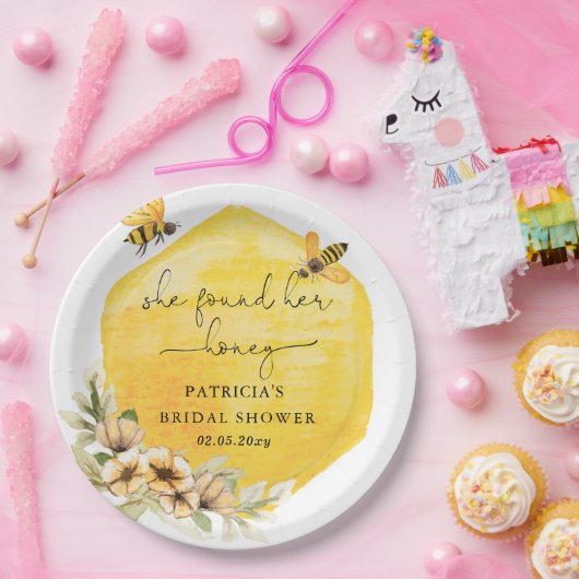 彼女は彼女の蜂蜜フローラビーブライダルシャワーを見つけた ペーパープレート (パーティー)