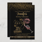 彼女は彼女の20'キスをするsさようなら – 誕生日 招待状 (正面/裏面)