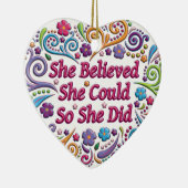彼女は彼女をできましたハートのクリスマスのオーナメント信じました セラミックオーナメント (右)