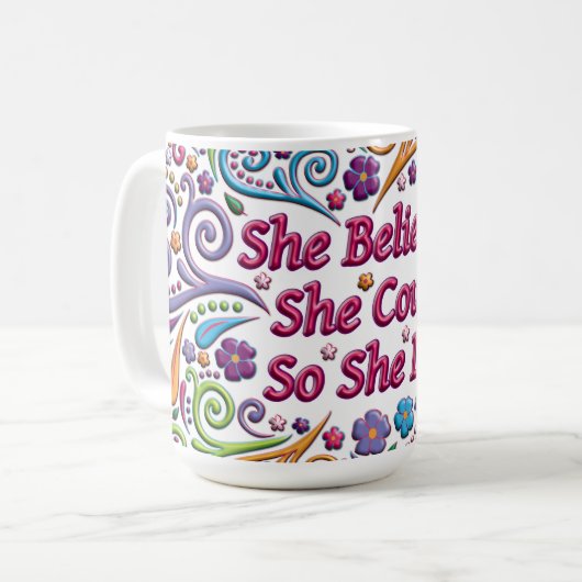 彼女は彼女をできました信じました従って彼女はコーヒー・マグをしました コーヒーマグカップ (正面左)