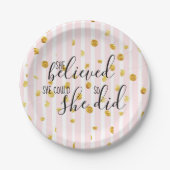 彼女は彼女をできました信じました従って彼女は紙皿をしました ペーパープレート (正面)