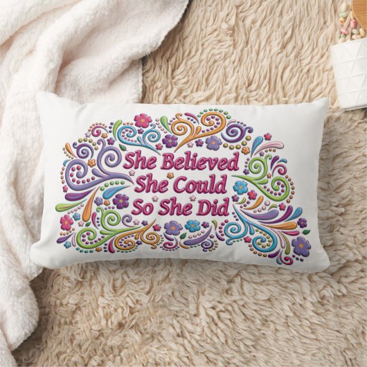 彼女は彼女をできました信じました従って彼女は置きました ランバークッション (ブランケット)