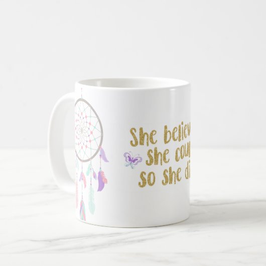 彼女は彼女をできました信じました従って彼女は、マグ コーヒーマグカップ (正面左)