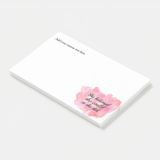 彼女は彼女をできました信じました従って彼女は-水彩画のピンク ポストイット (アングル)