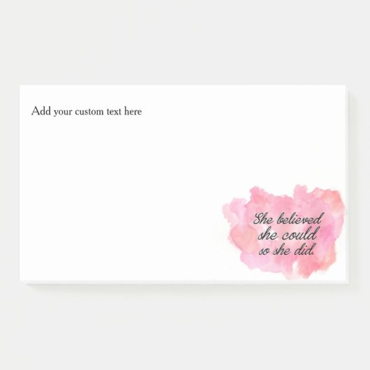 彼女は彼女をできました信じました従って彼女は-水彩画のピンク ポストイット (正面)