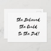 彼女は彼女をできました信じました従って彼女は-郵便はがき ポストカード (正面/裏面)