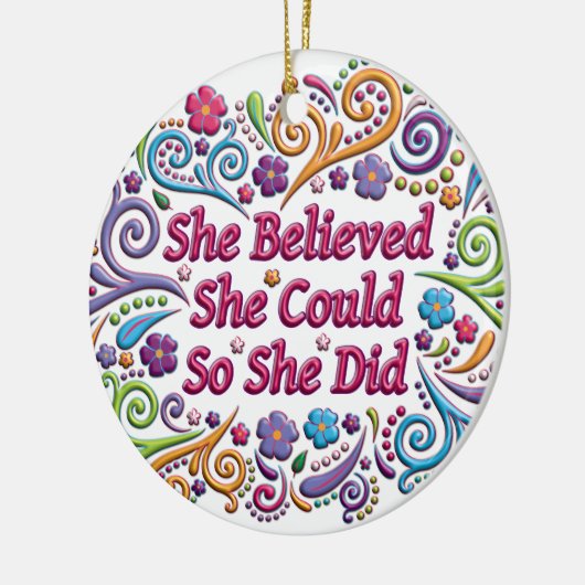 彼女は彼女をできました円形にしますクリスマスのオーナメントを信じました セラミックオーナメント (左)