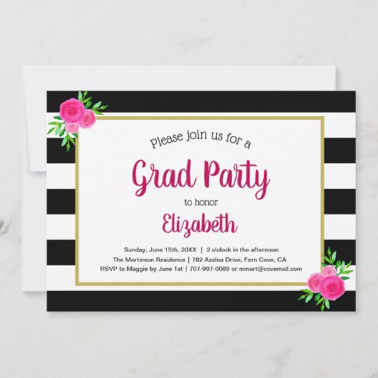 彼女は彼女をできました卒業パーティーの写真信じました 招待状 (裏面)