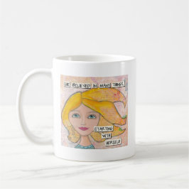 彼女は彼女自身で-感動的な芸術を信じました コーヒーマグカップ