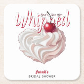 彼女は彼得ホイップクリームさくらんぼブライダルシャワー スクエアペーパーコースター (正面)