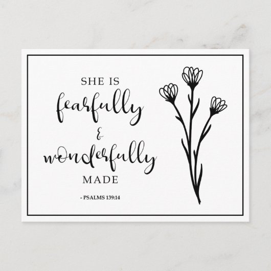 彼女は恐ろしく素晴らしく作られたプサルムス引用文 ポストカード (正面)
