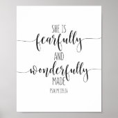 彼女は恐ろしく、素晴らしく作られている, Psalm 139:1 ポスター (正面)