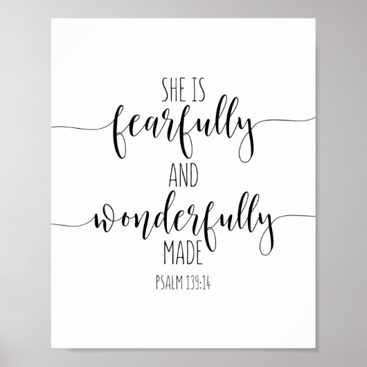彼女は恐ろしく、素晴らしく作られている， Psalm 139:1 ポスター (正面)