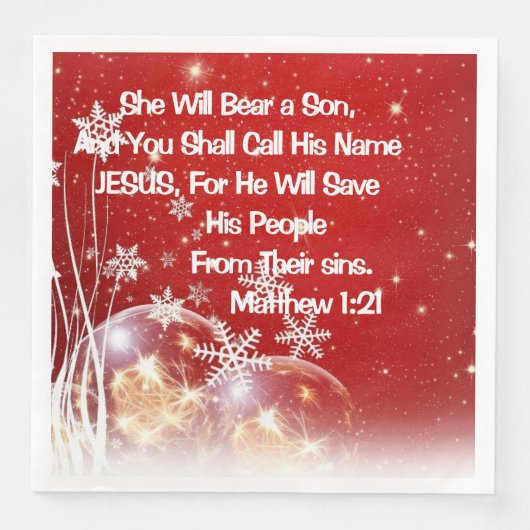 彼女は息子のクリスマスを持つ夕食のナプキン (正面)