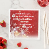 彼女は息子のクリスマスを持つ夕食のナプキン (インサイチュ)