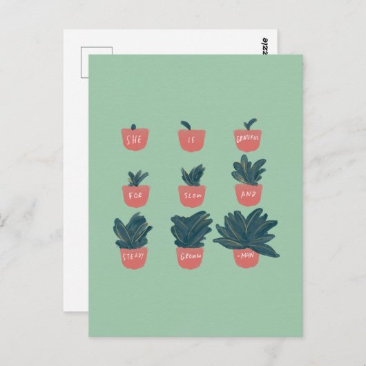 「彼女は成長が遅く着実に続いていることに感謝している」 ポストカード (正面/裏面)
