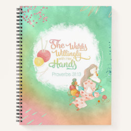 彼女は手で進んで働く編み物 ノートブック