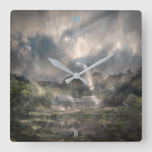 彼女は暗がりから現れます スクエア壁時計 (正面)