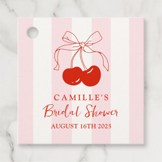 彼女は最高のチェリー ブライズ シャワー フェイバータグ (正面)