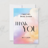 彼女は有頂天 カラフルなパステルカラーのブライズシャワー サンキューカード (正面)